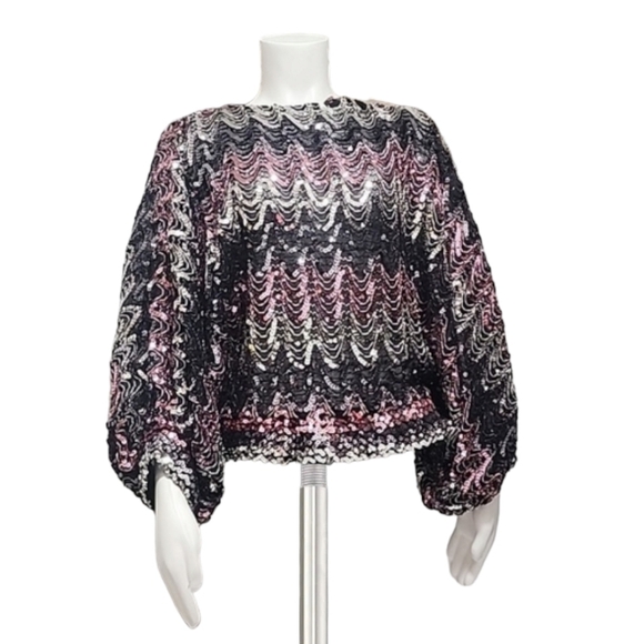 VTG 80's JEANETTE KASTENBERG ST. MARTIN Sequin Bolero Silk Blouse S M Disco R - Picture 7 of 15